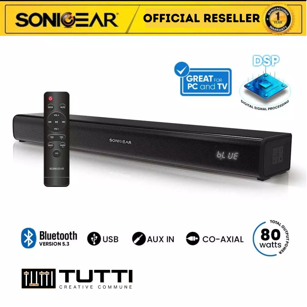 SonicGear SonicBar HD 2000 TV PC Bluetooth 5.3 SoundBar 2.0 Channel Speaker