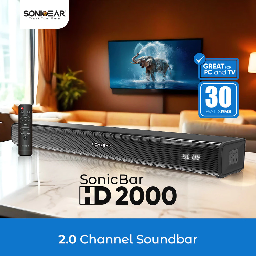 SonicGear SonicBar HD 2000 TV PC Bluetooth 5.3 SoundBar 2.0 Channel Speaker - Image 2