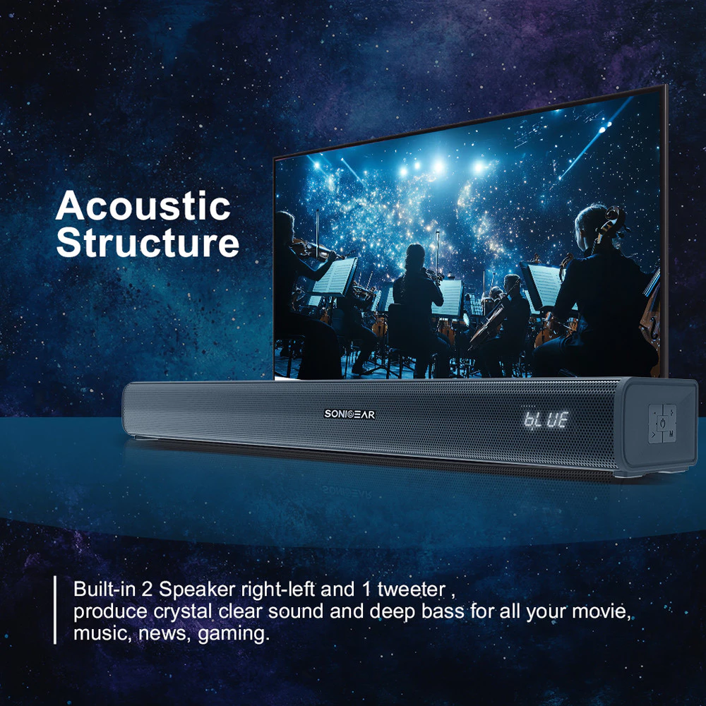 SonicGear SonicBar HD 2000 TV PC Bluetooth 5.3 SoundBar 2.0 Channel Speaker - Image 4